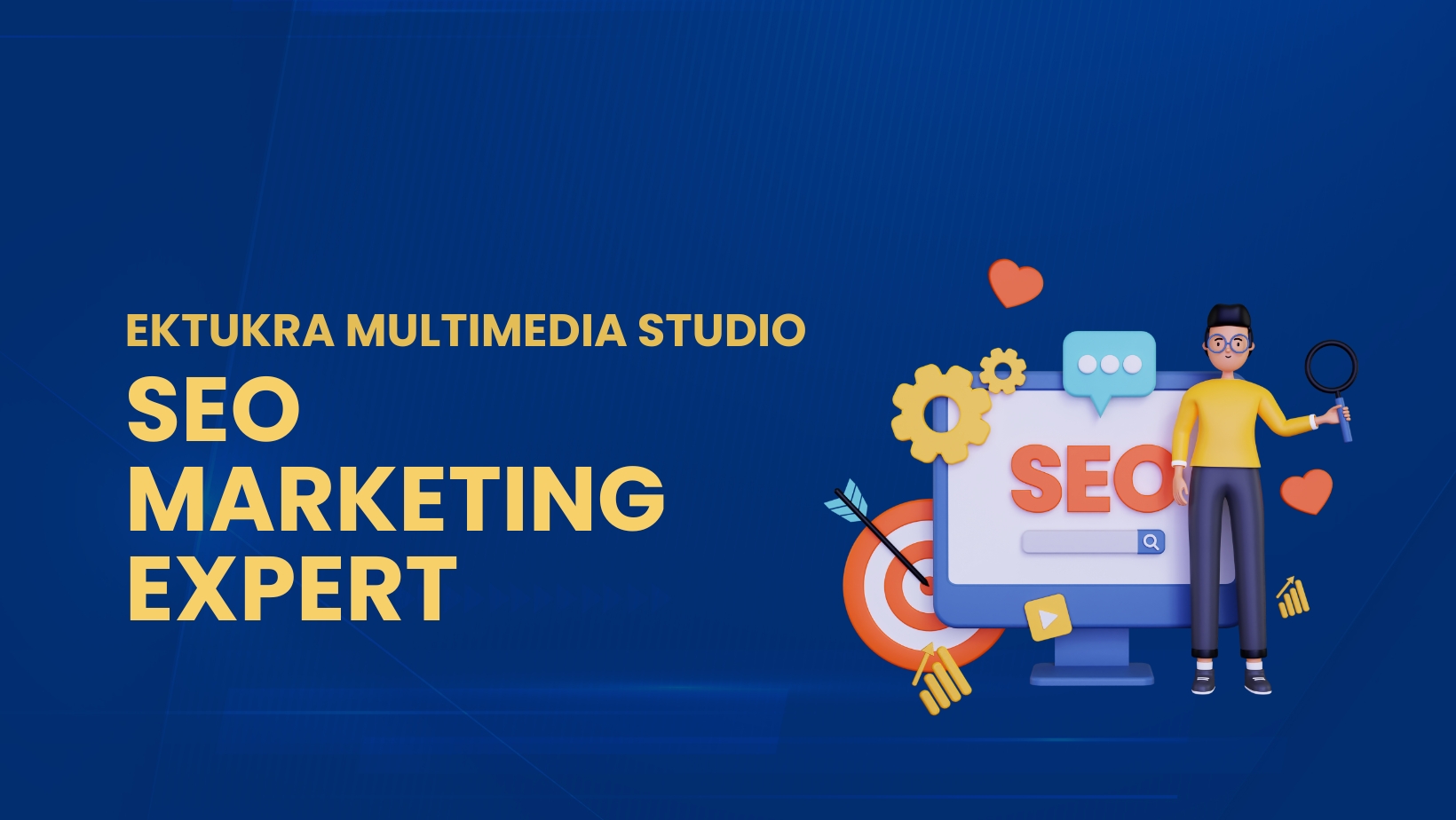 Professional SEO services in Nepal analyzing website traffic and Google ranking growth on a laptop at Ektukra Multimedia Studio